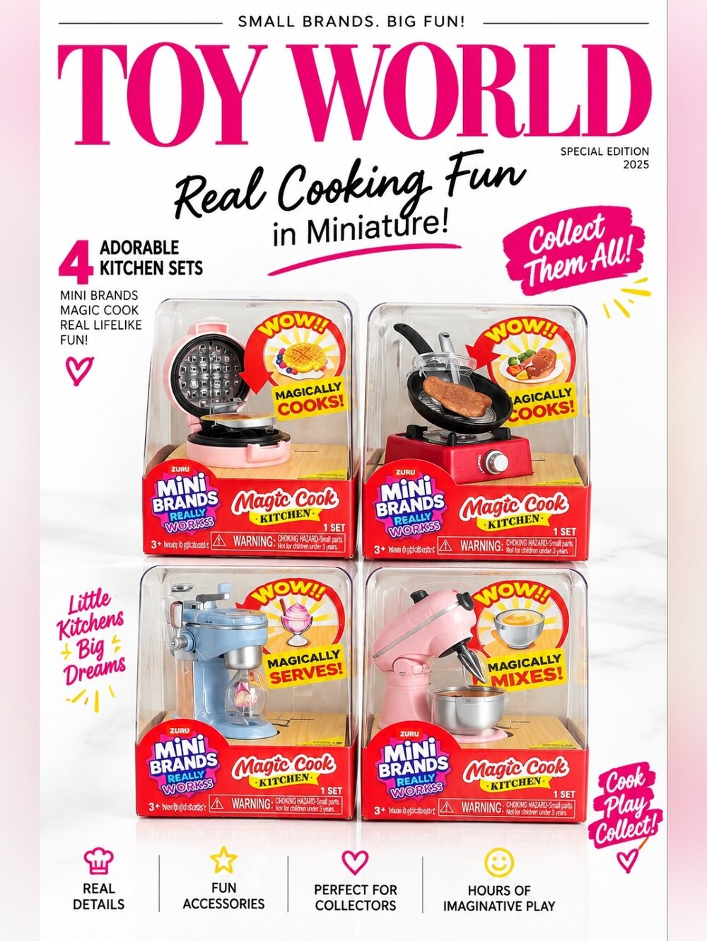 Mini Brands Magic Cook Kids Toy Kitchen Set - Red Stove & Silver Mixer NWT.